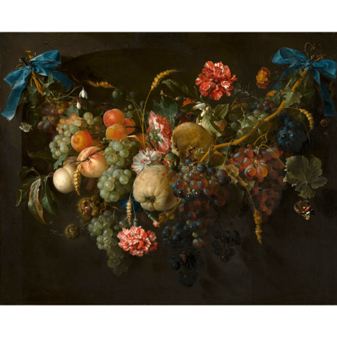 Garland of fruits with some flowers